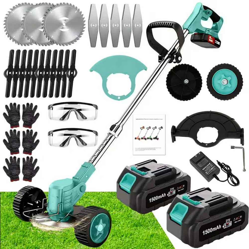 21V Electric Weed Eater With Wheels,Cordless Battery Weed Wacker With Charger, 2Batteries,3 In 1 Brush Cutter String Trimmer Grass Trimmer Lawn Mower,Edger For Garden And Yard Lawn,dealsforyoudays EX-STOCK Canada