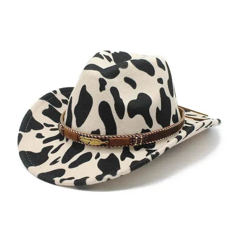 Western Style Camo Cowboy Hat Woolen Felt Cow Pattern Big Brim Wide Brim Denim Top Hat Camouflage Cowboy Cowgirl Hat - EX-STOCK Canada