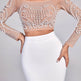 2pcs Beaded Studded Long Sleeve Mesh top and Midi Pencil skirt for work - EX-STOCK Canada