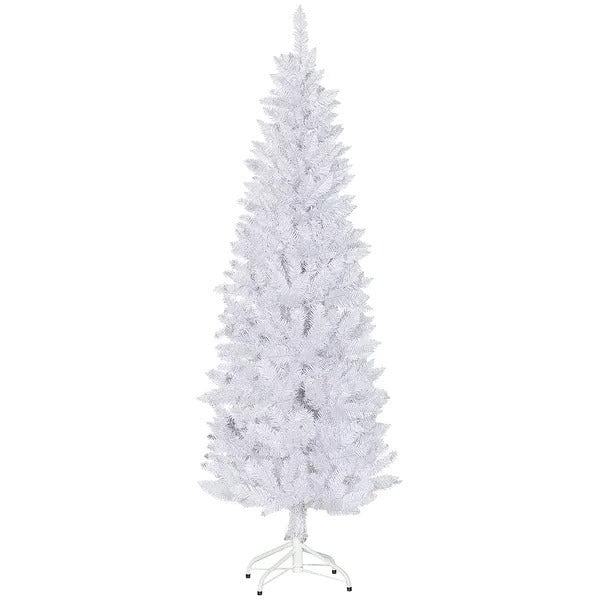 6ft Tall Pencil Artificial Christmas Tree With 479 Branch Tips With Steel Base, White EX-STOCK Canada