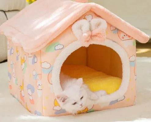 Foldable Dog House Pet Cat Bed Winter Dog Villa Sleep Kennel Removable Nest Warm Enclosed Cave Sofa Pets Supplies - EX-STOCK Canada