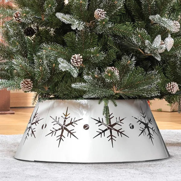 26 Christmas Tree Base Cover, Christmas Tree Collar With Hollow Snowflake Patterns For Home Decoration, White EX-STOCK Canada
