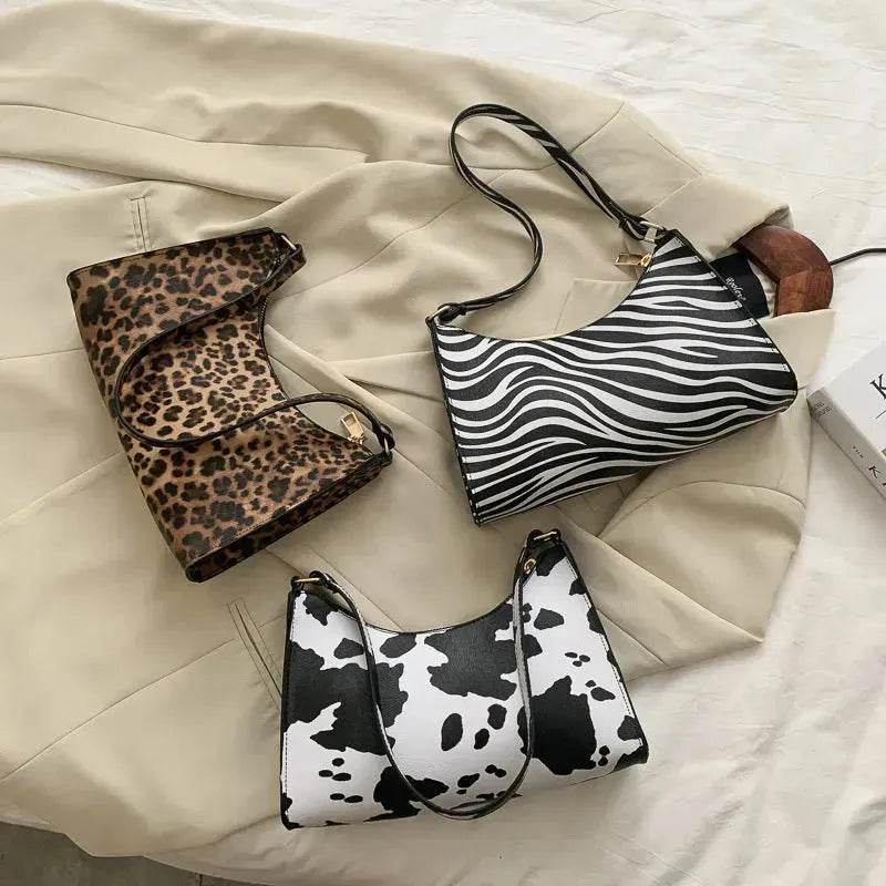 Fashionable Leather Small Leopard Print square underarm bag - EX-STOCK Canada