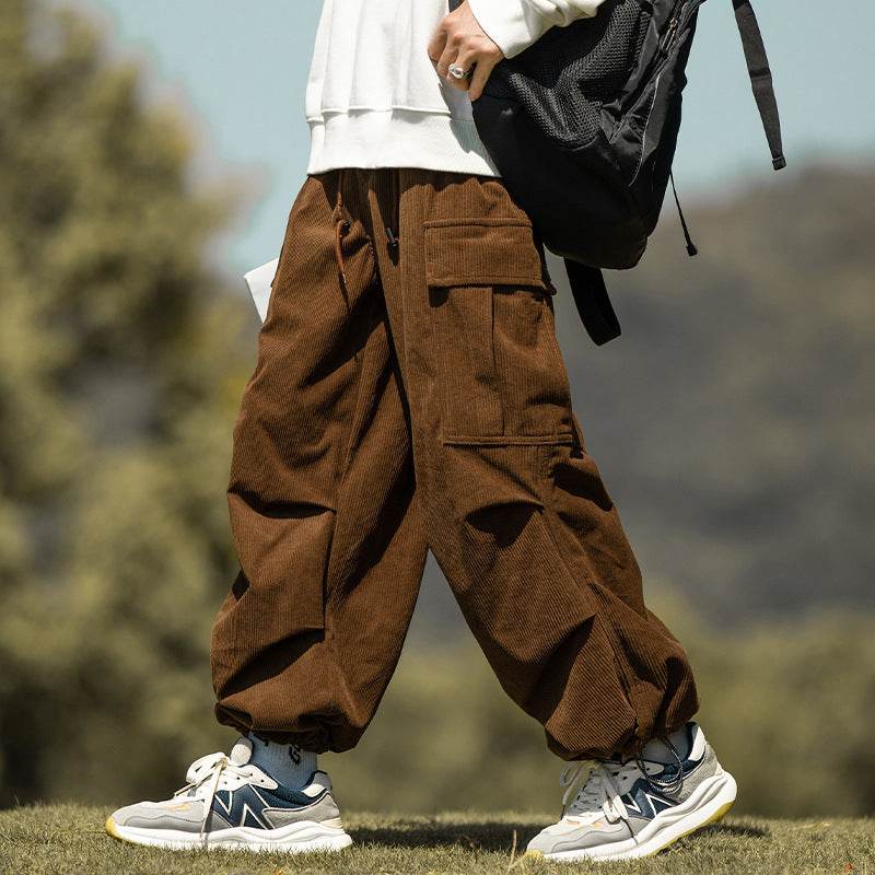 Autumn And Winter Straight Casual Wide-leg Corduroy Baggy Cargo Pant Overalls Men - EX-STOCK Canada