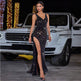 High Slit Sequined Evening Party Cocktail dress - EX-STOCK Canada