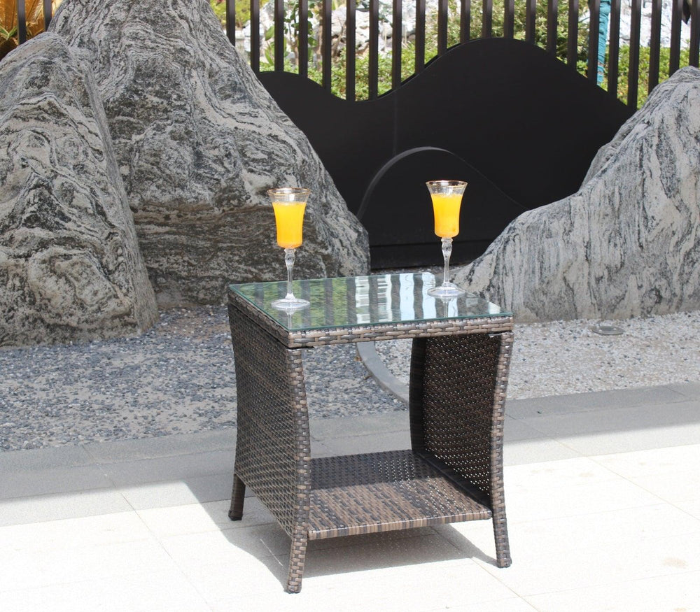 Muebles de Patio al Aire Libre 1 Mesa de Café con Vidrio Templado TransparenteEX-STOCK Canada