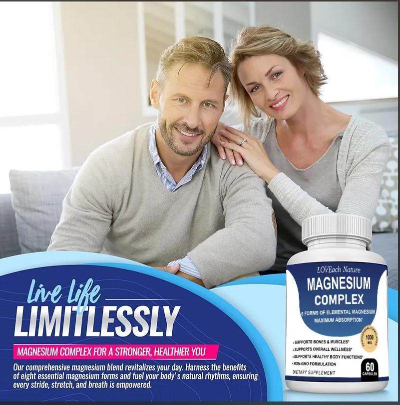 Magnesium Complex Supplement With Multiple Elemental Magnesium 90 Capsules - EX-STOCK Canada