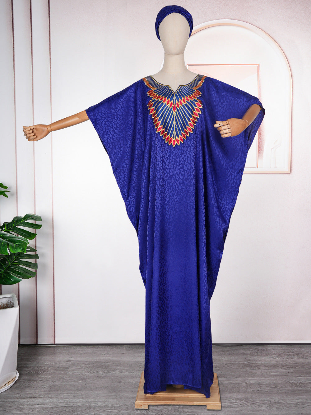 فستان أرجوحة كبير الطراز العرقي الأفريقي للشرق الأوسط من علي إكسبريس ملابس نسائية مسلمة بياقة على شكل V ومقاس كبير EX-STOCK Canada