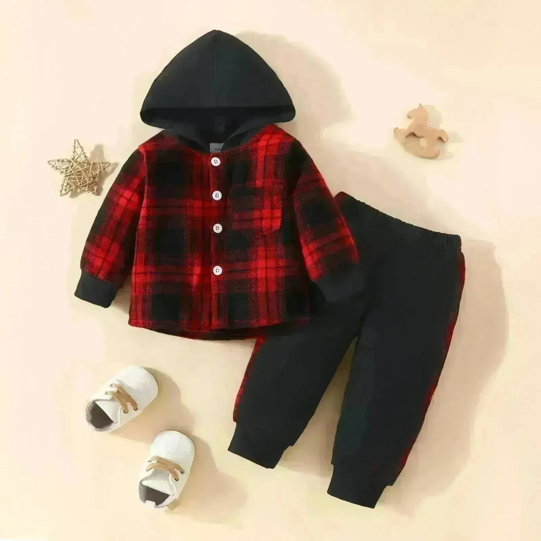 Bambino bambino classico classico con cappuccio a pipì camicia a maniche lunghe i pantaloni a colori si adattano due pezzi per i ragazzi