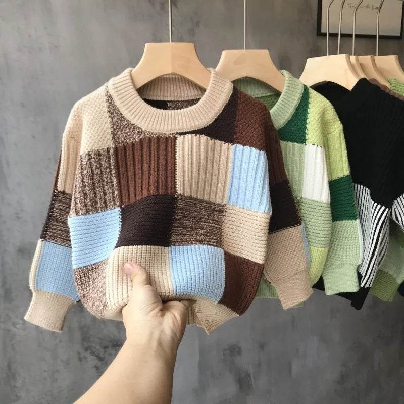 Kids Winter Thick Knitted Sweater top Crew neck Children - EX-STOCK Canada