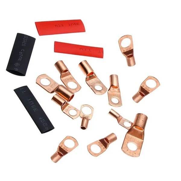 120Pcs Copper Wire Terminal Connectors, AWG 2 4 6 8 10 Copper Wire Lugs With Heat Shrink Set, 60Pcs Copper Wire Lugs And 60pcs Heat Shrink Tubing - EX-STOCK Canada