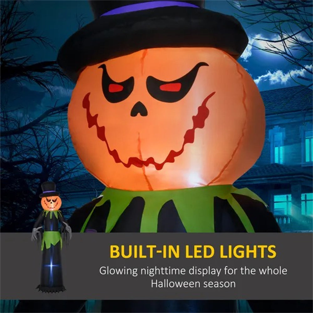 8ft Halloween Inflatable Pumpkin Head Ghost In A Hat, Outdoor Blow-Up Decoration With LED Lights For Yard Display EX-STOCK Canada