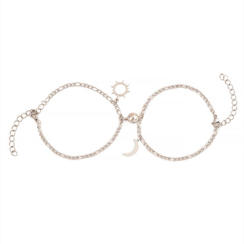 Edelstahl Sonne Mond Kugel Magnetische Befestigung Paar Armband - EX-STOCK Canada