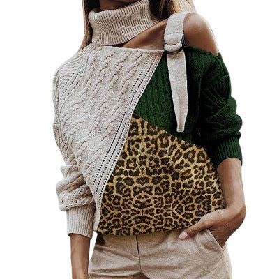 Winter women sweater leopard stitching sweater | EX-STOCK product gallery photo 1