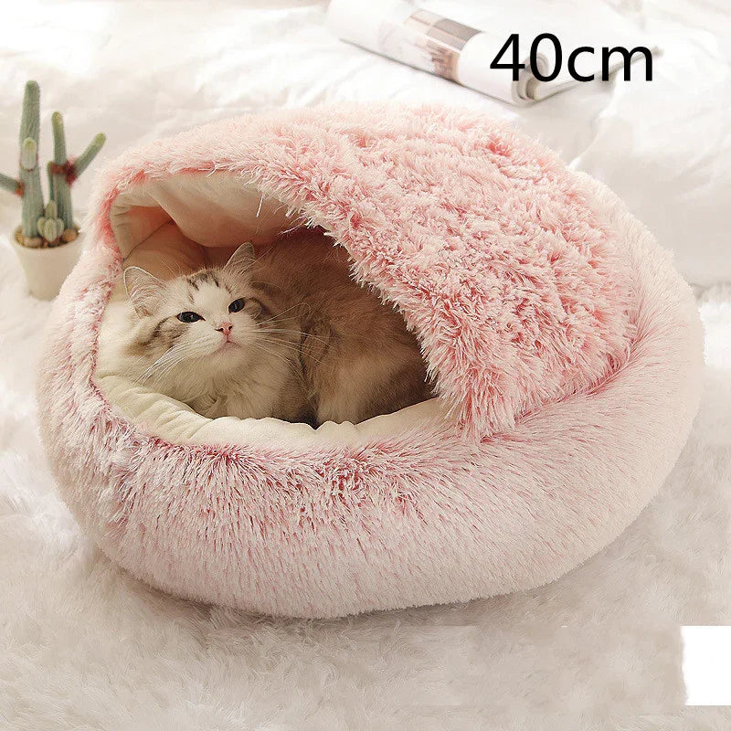 Cama para Perros y Gatos 2 en 1 Cama de Invierno para Mascotas Redonda de Felpa Cálida Suave Cama de Felpa Larga para Mascotas Productos para MascotasEX-STOCK Canada