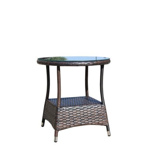 Muebles de Patio al Aire Libre 1 Mesa de Café Redonda con Vidrio Templado TransparenteEX-STOCK Canada