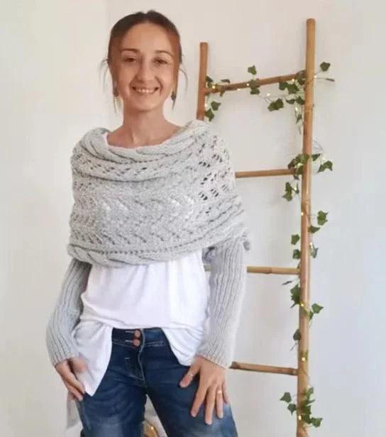 Autumn And Winter Warm Knitted Shawl Women's Hollowed-out Double Sleeve Shawl Collar Fashion Natural For Home And Party EX-STOCK Canada