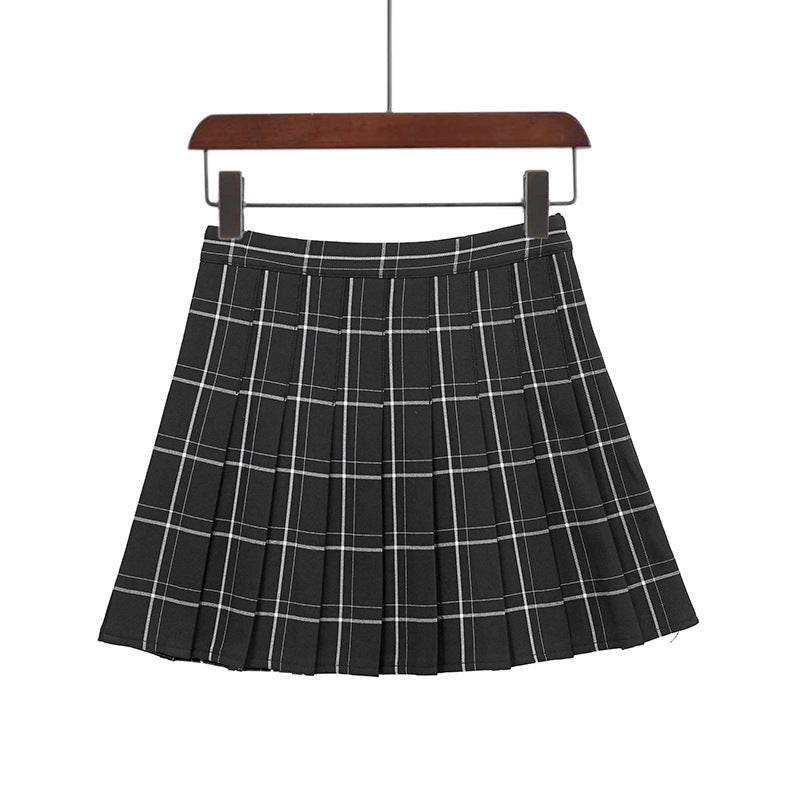 Mini Plaid Pleated High Waist Skirt A- Line Skirt - EX-STOCK Canada