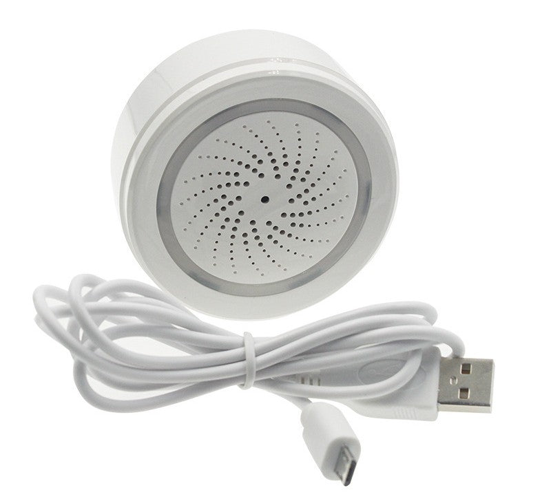 White Wireless Smart Alarm Siren with Sound & Light – USB 6