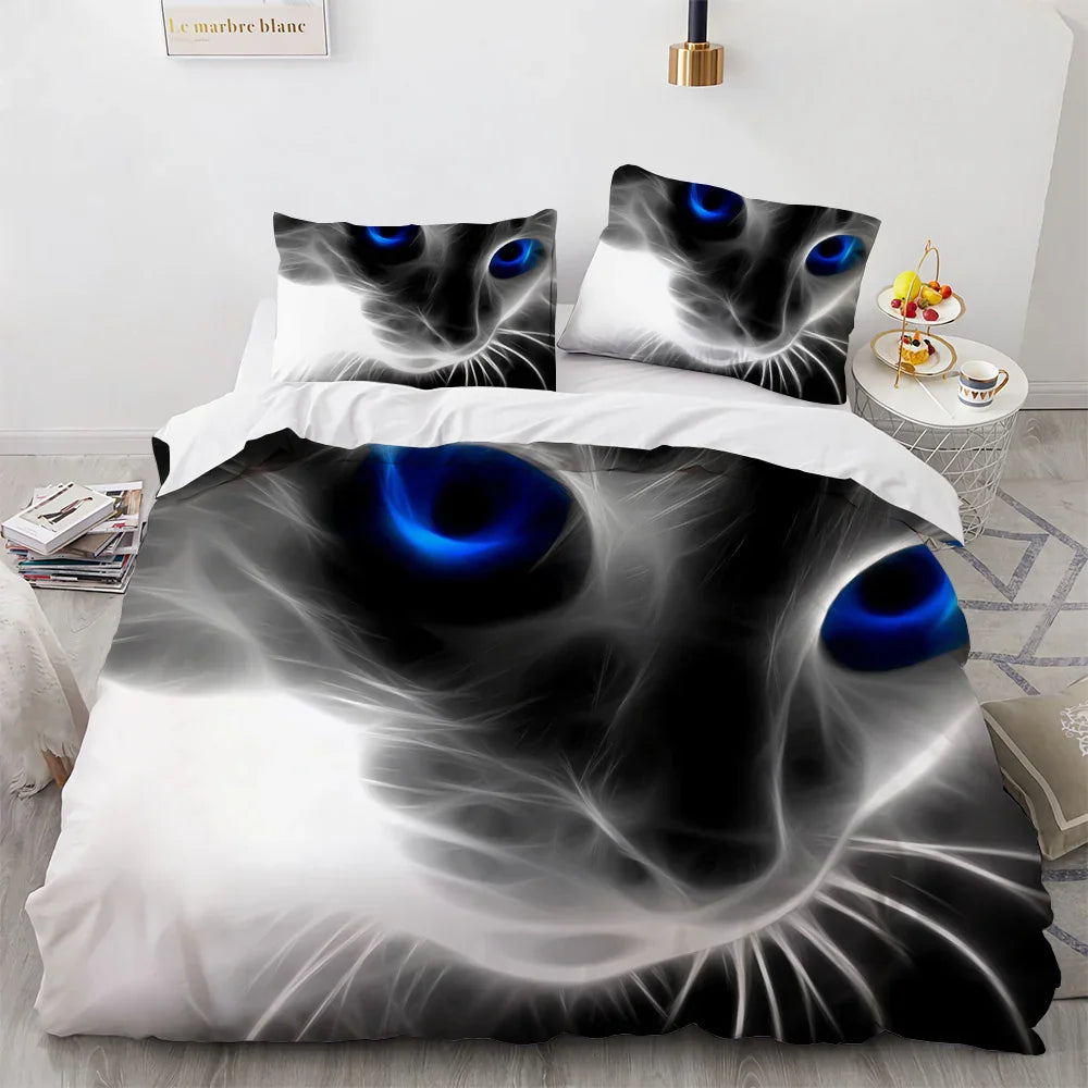 White Cute Cat Bedding Set Girl Ladies Bedroom Comfort Duvet Cover EX-STOCK Canada