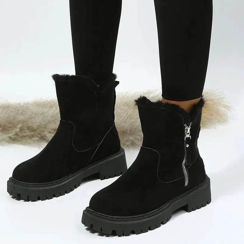 Thick Plush Snow Boots Women Faux Suede Non-slip Winter Shoes - EX-STOCK Canada