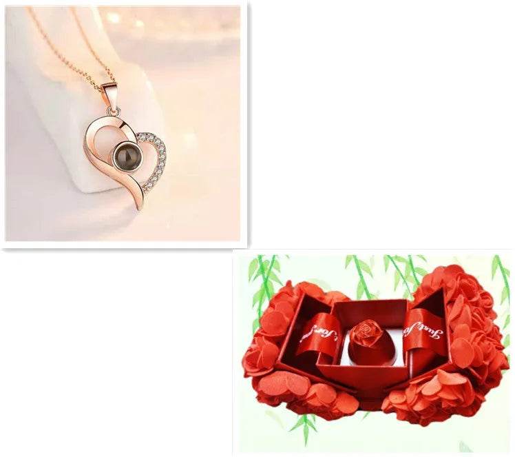 Hot Valentine's Day Gifts Metal Rose Jewelry Gift Box Necklace For Wedding Girlfriend Necklace Gifts - EX-STOCK Canada