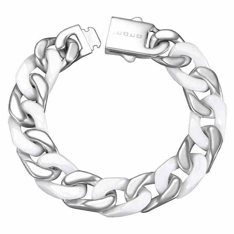 Spliced White Ceramic Cuban Link Chain Bracelet - EX-STOCK Canada