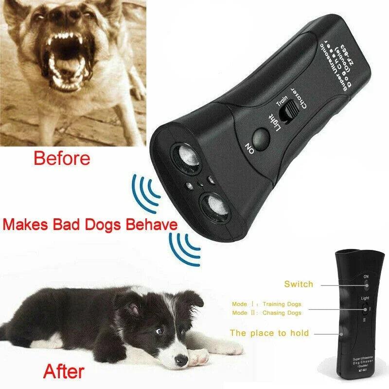 3-in-1 Anti Barking Dog Training Device Ultrasonic Dog Training Repeller LED Flashlight EX-STOCK Canada