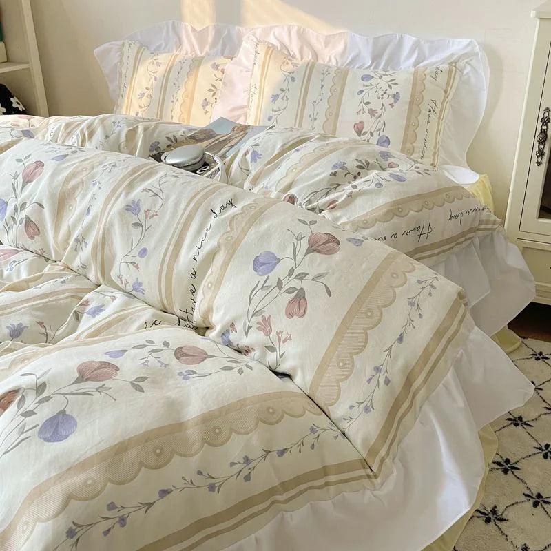 Four-piece Bed Set Washed Cotton Duvet Cover Sheets EX-STOCK Canada