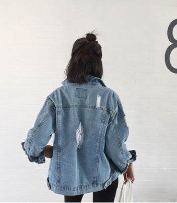 Unisex Casual Loose Wash Water Outwear Frayed Denim Jacket - EX-STOCK Canada