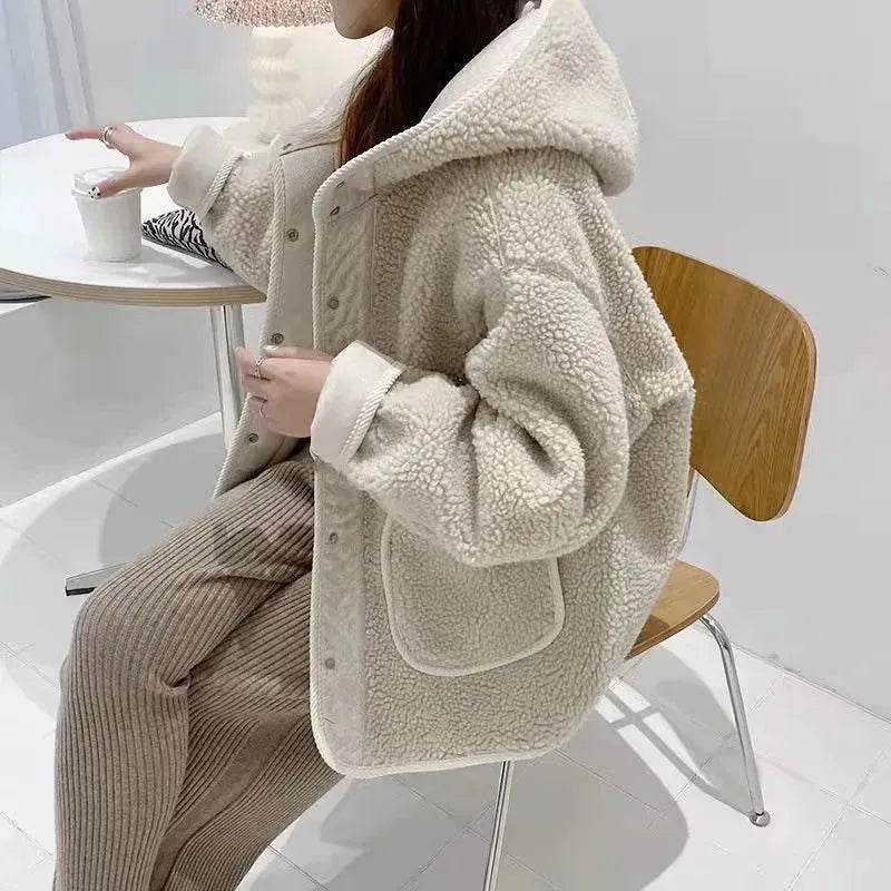 Thickened Woolen Hoodie Winter coat Fleece hooded Winter Jacket - EX-STOCK Canada