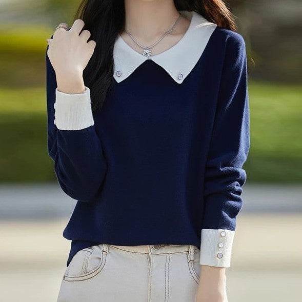 Lapels Bottoming Sweater blouse top For Women - EX-STOCK Canada