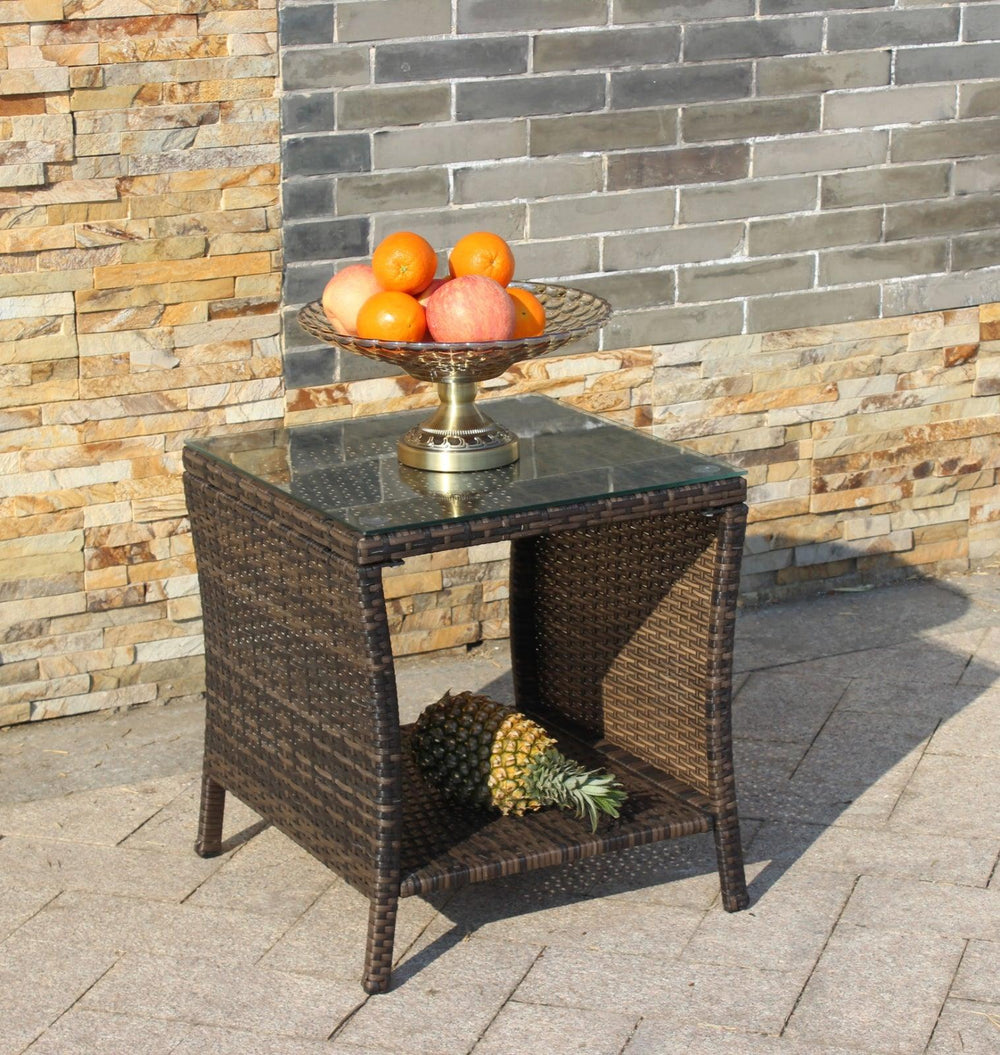 Muebles de Patio al Aire Libre 1 Mesa de Café con Vidrio Templado TransparenteEX-STOCK Canada