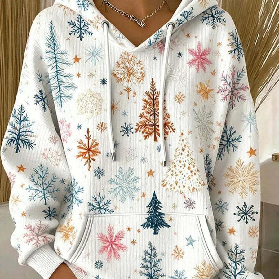 Felpa da donna casual larga in stile waffle con girocolloEX-STOCK Canada