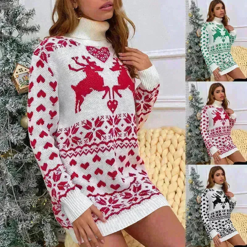 Robe de pull mini-pull en laine d'hiver
