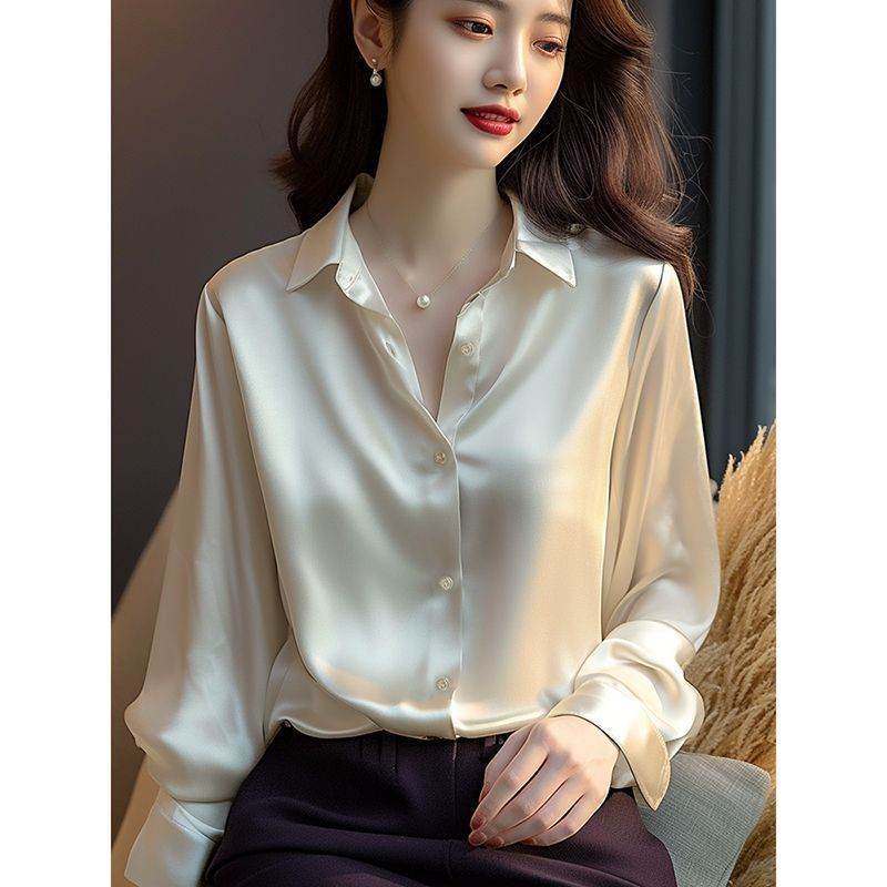 Professional Office Business Retro Unique Chic Satin Silk Blouse shirt Top for women - EX-STOCK Canada