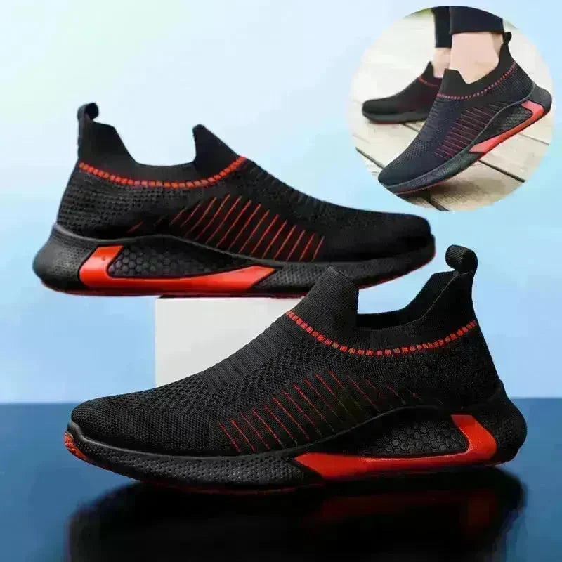 Fashion Mesh Sock Shoes With Striped Design Men Outdoor Breathable Slip-on Sneakers Casual Lightweight Running Sports Shoes - EX-STOCK CANADA