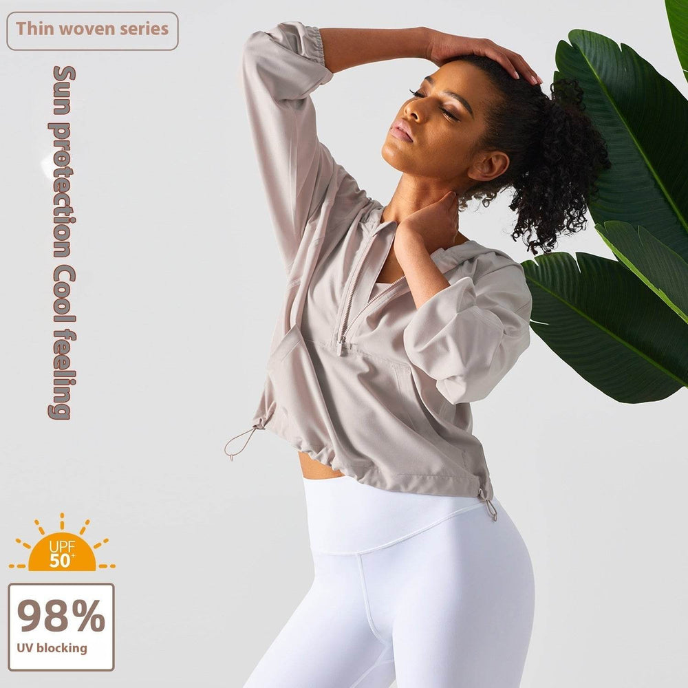 Women's Half Zipper Drawstring Workout Hoodie Athleisure Gym Hoodie - EX-STOCK Canada