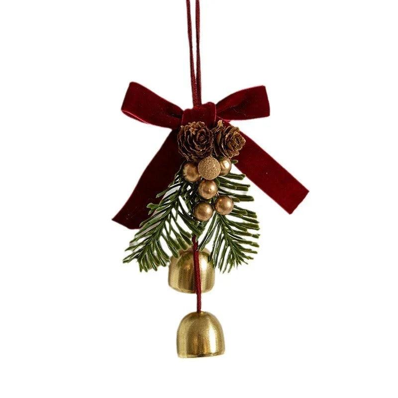 Petite pièce suspendue en forme de cloche de Noël avec nœud en veloursEX-STOCK Canada