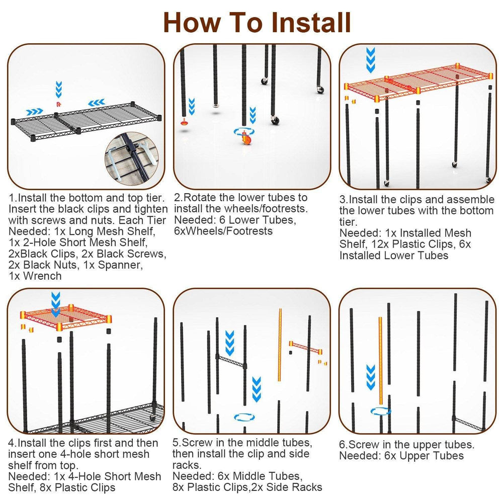 1Pc 4 Tier Heavy Duty Garment Rack With Wheels Carbon Steel Clothing Rack Portable Wardrobe Clothes Rack With 3 Hanging Rods 6 Footrests 44.9x17.13x77.95in - EX-STOCK Canada