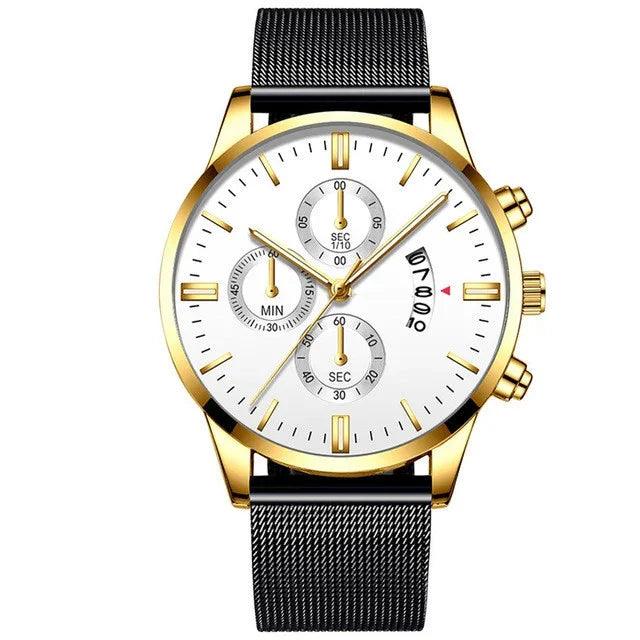 Mens Business Luxury Watches For Men Mesh Band Quartz Watch EX-STOCK Canada