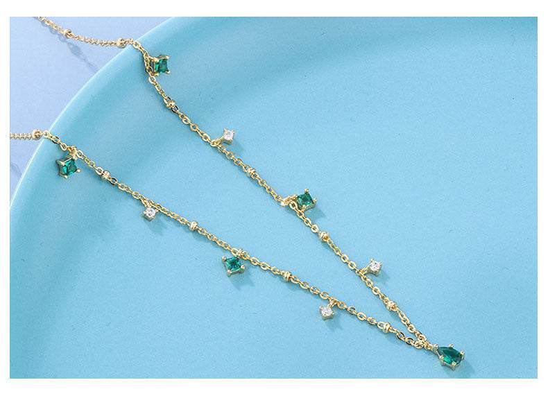 Generous water drop emerald zircon necklace - EX-STOCK Canada