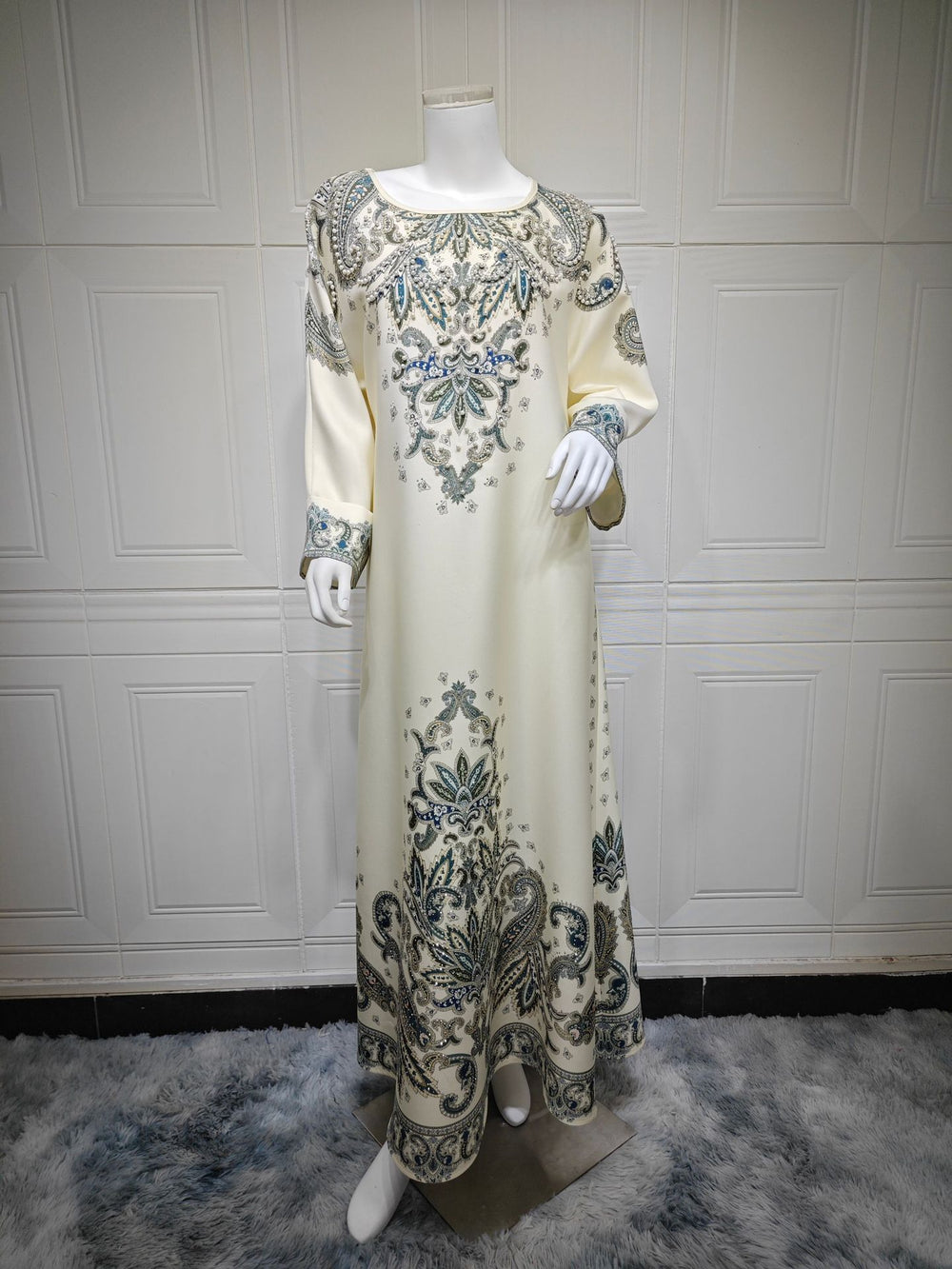 Robe musulmane imprimée Dubai pour femmes - Vêtement EX-STOCK Canada