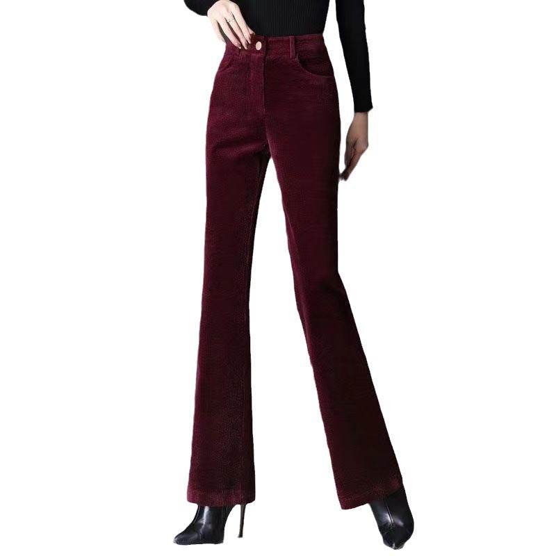 High-grade Bootcut Trousers Women's Corduroy Flared Pants Draping Effect - EX-STOCK Canada