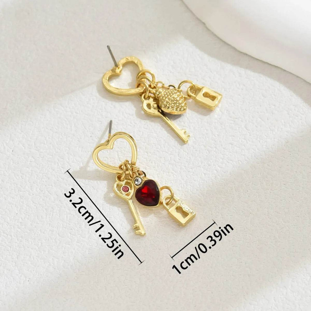 Simple Love Female Diamond Lock-shaped Special-interest Earrings - EX-STOCK Canada