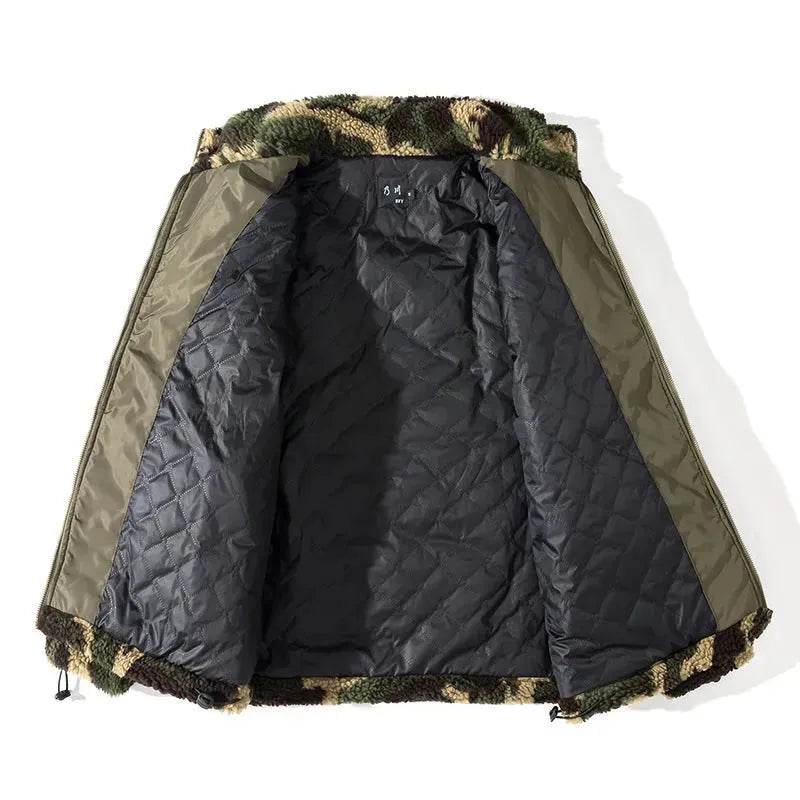 Fleece Army Camouflage Zip up Cotton Padded Winter Cardigan for Men - EX-STOCK Canada