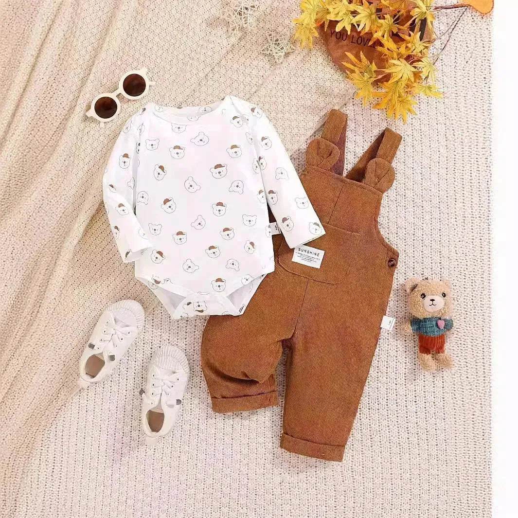 Cute Baby Bear Printed Romper Overalls Suit for baby girl - EX-STOCK Canada