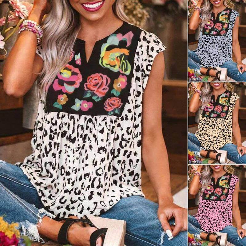 Women Casual Spring Summer Beach V Neck blouse top - EX-STOCK Canada