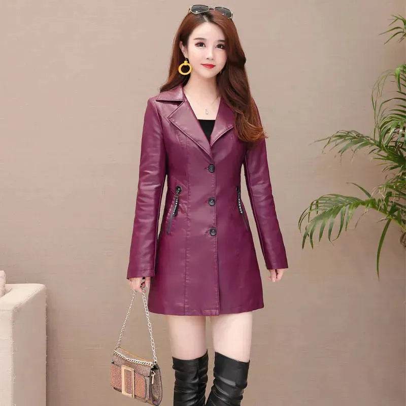 Elegant Fashion Slim fit Long Sleeve Leather Mini Blazer Dress - EX-STOCK Canada