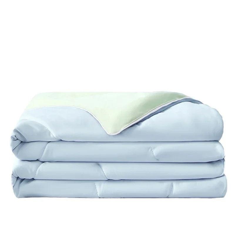 Pure Color Cool Silk Summer Blanket Airable Cover Single Double Summer Ice Cream Ice Silk Summer Quilt Machine Washable Thin Duvet EX-STOCK Canada